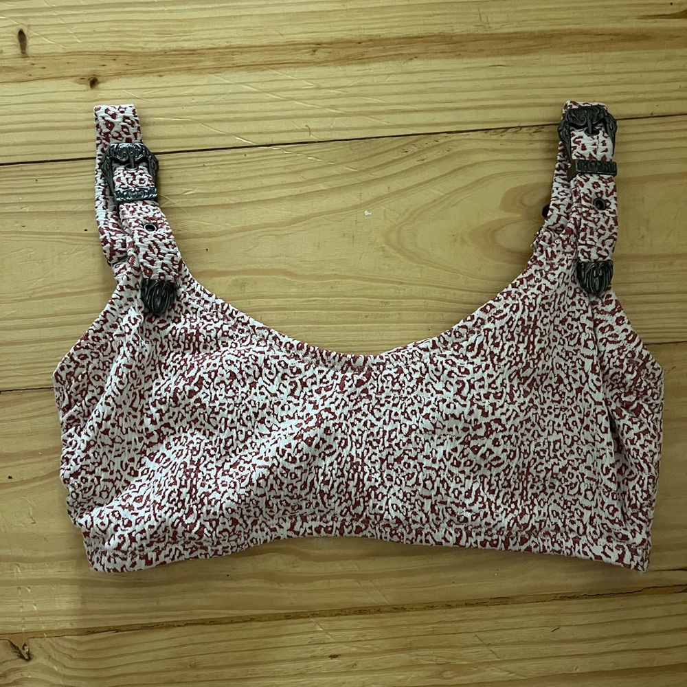 Xhilaration Red and White Patterned Bikini Top